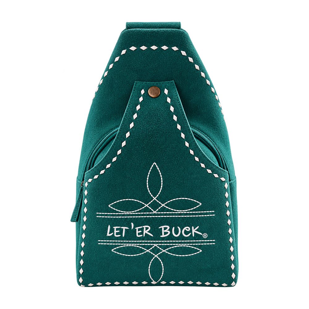 Pendleton Round-Up Teal Suede Boot Stitch Sling Bag