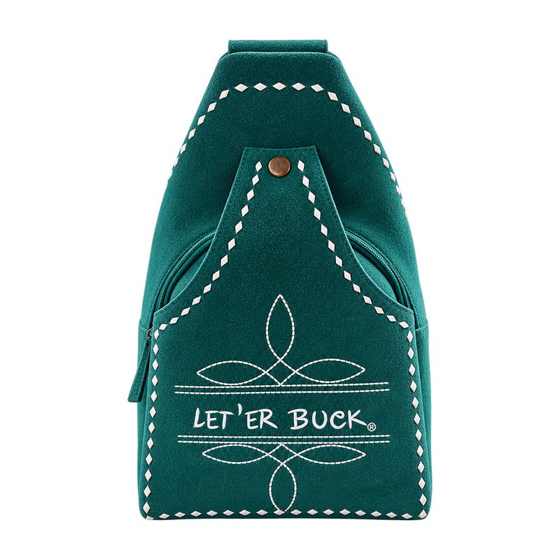 Pendleton Round-Up Teal Suede Boot Stitch Sling Bag