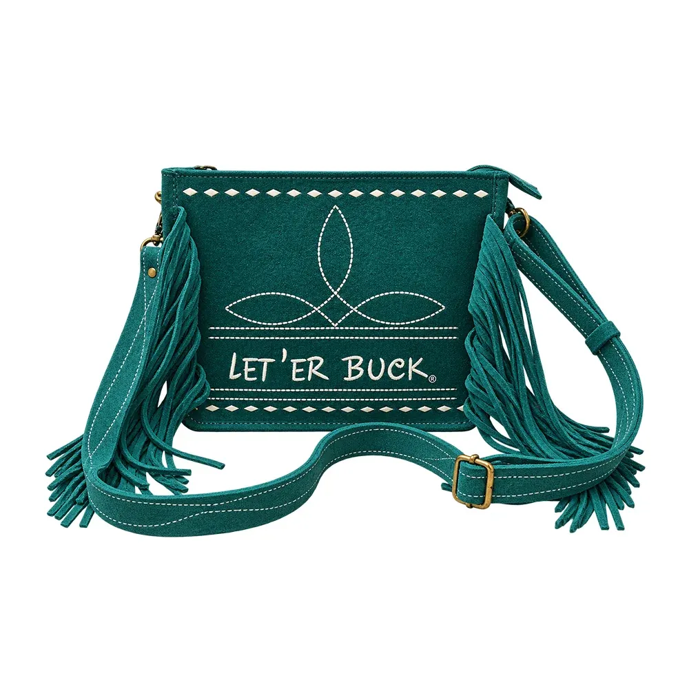 Pendleton Round-Up Teal Suede Fringe Crossbody Bag