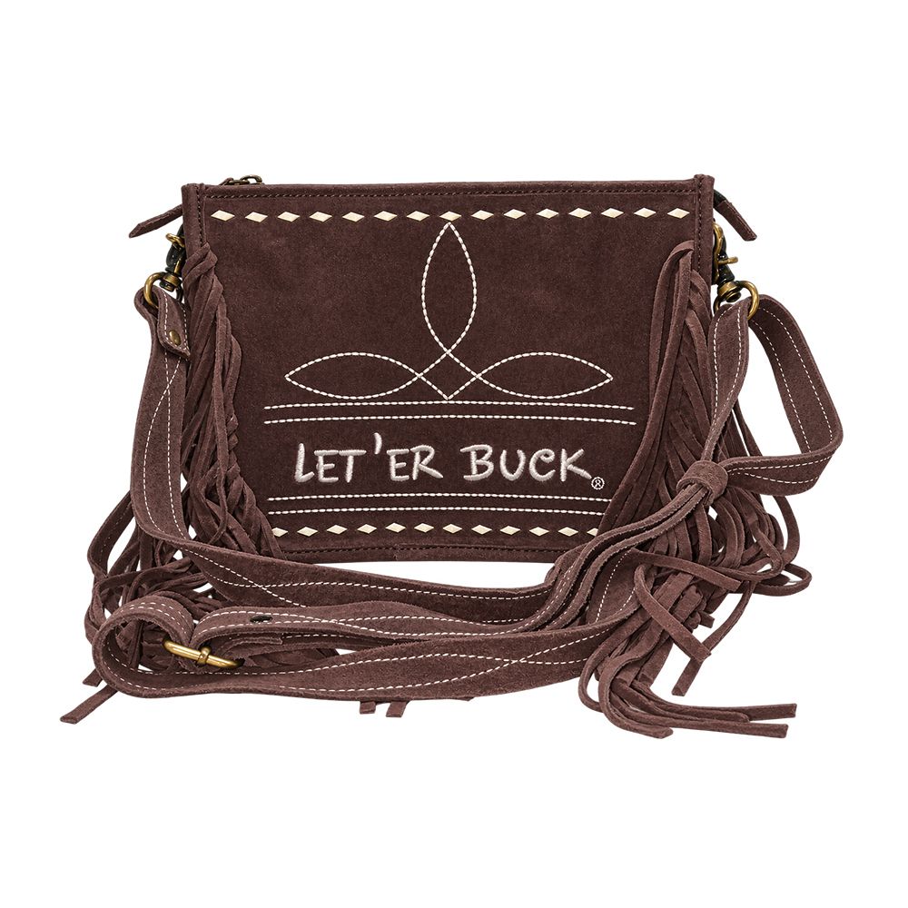 Pendleton Round-Up Brown Suede Fringe Crossbody Bag