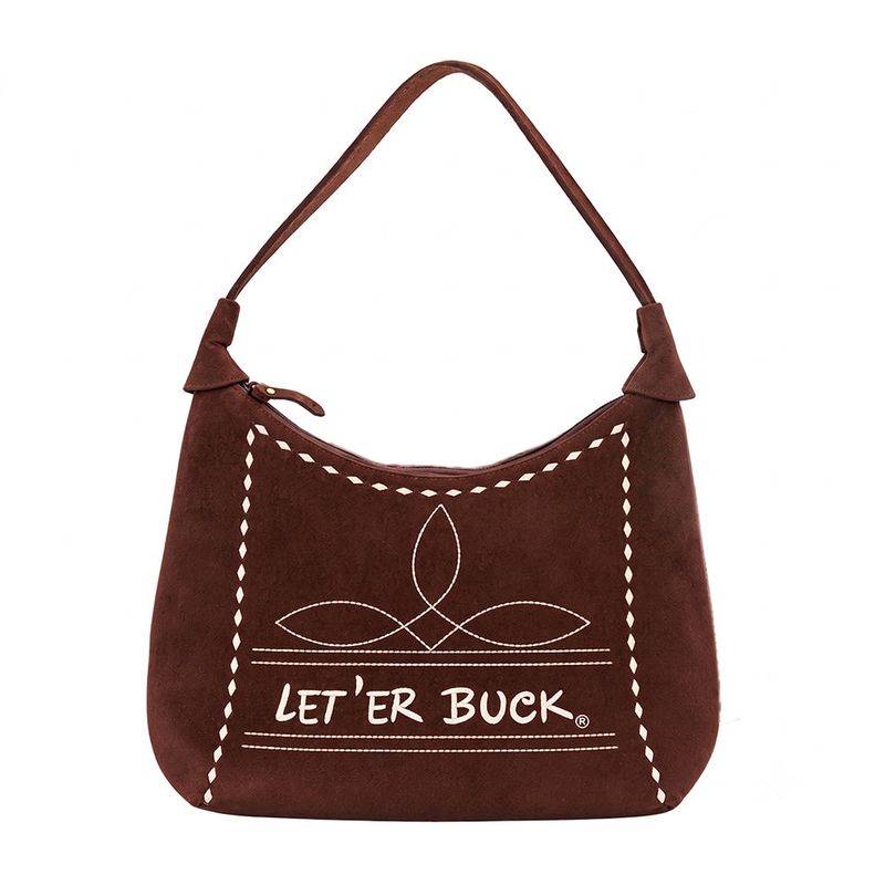 Pendleton Round-Up Brown Suede Boot Stitch Hobo Bag
