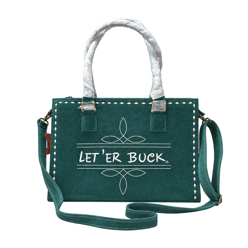 Pendleton Round-Up Teal Suede Zippered Tote Bag