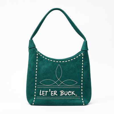 Pendleton Round-Up Teal Suede Boot Stitch Hobo Bag