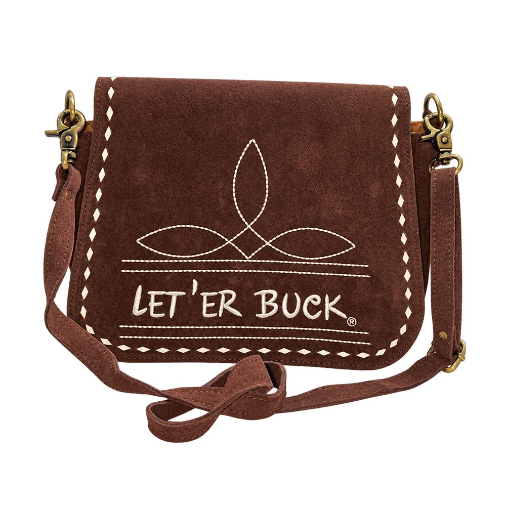 Pendleton Round-Up Brown Suede Boot Stitch Crossbody Bag