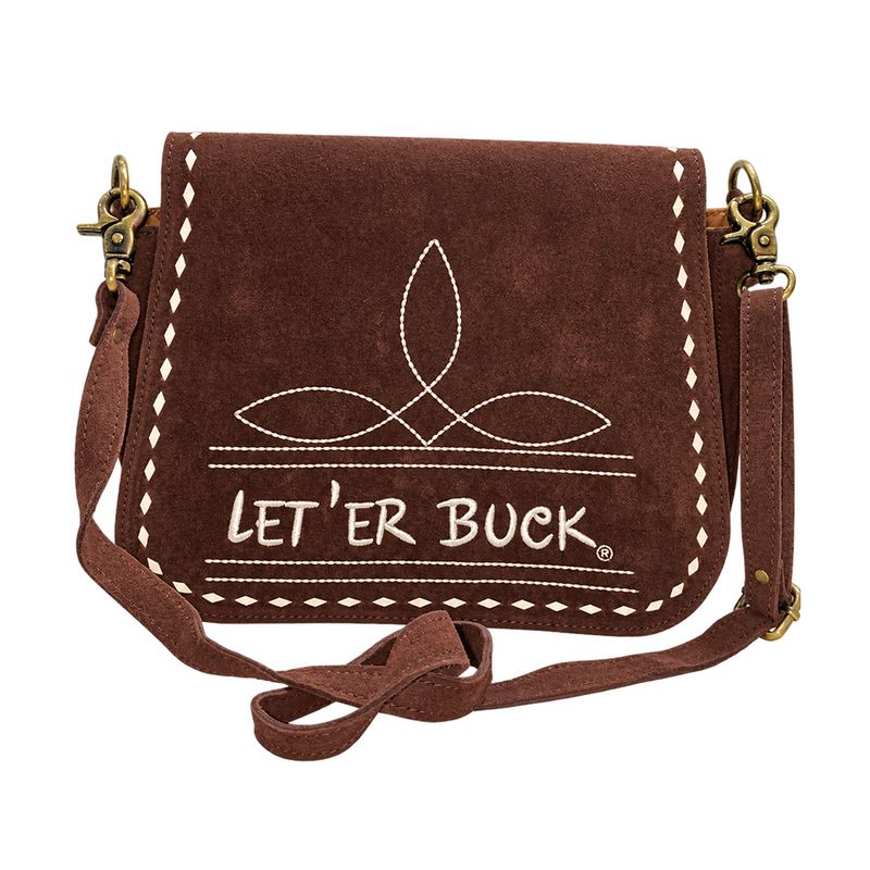 Pendleton Round-Up Brown Suede Boot Stitch Crossbody Bag