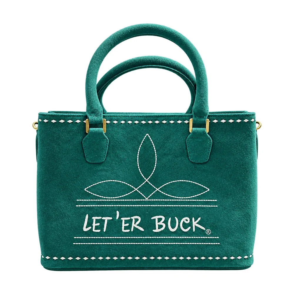 Pendleton Round-Up Teal Suede Boot Stitch Snap Tote Bag