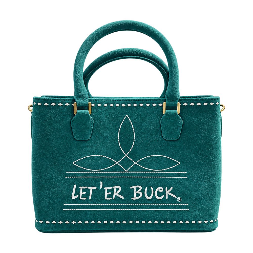 Pendleton Round-Up Teal Suede Boot Stitch Snap Tote Bag
