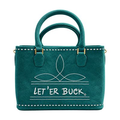 Pendleton Round-Up Teal Suede Boot Stitch Snap Tote Bag