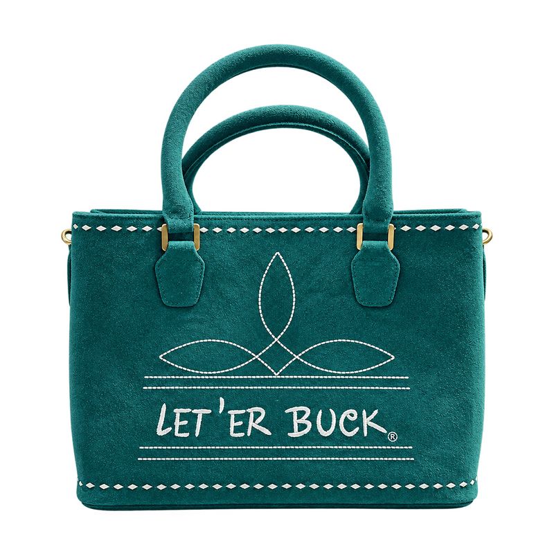 Pendleton Round-Up Teal Suede Boot Stitch Snap Tote Bag