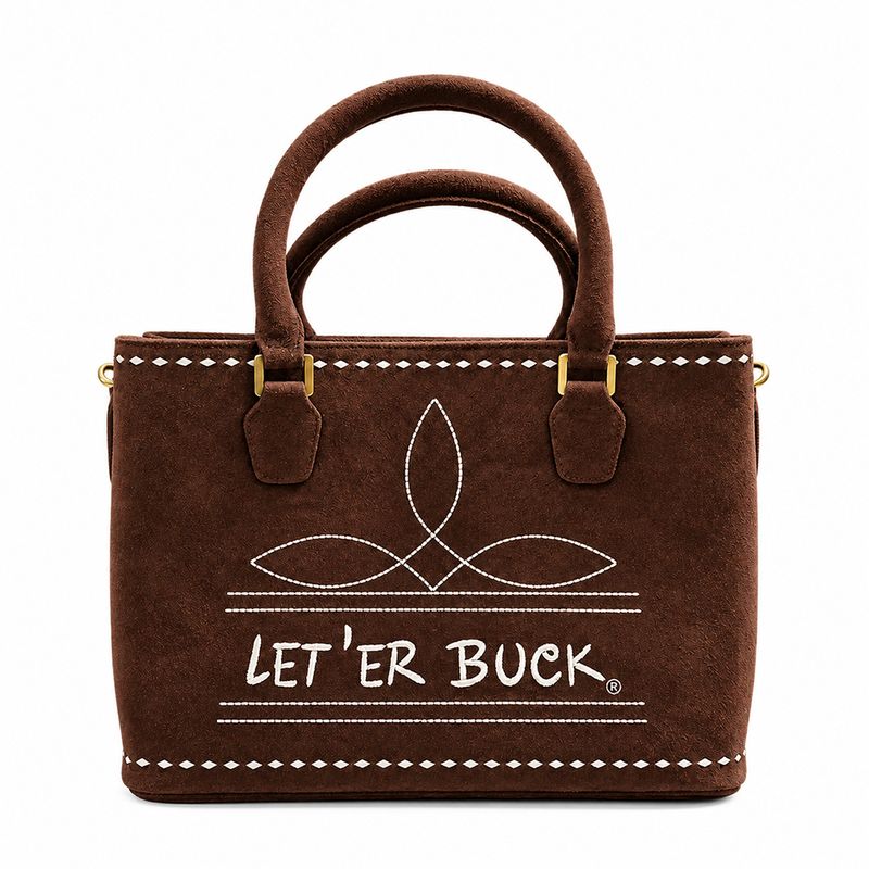 Pendleton Round-Up Brown Suede Boot Stitch Snap Tote Bag