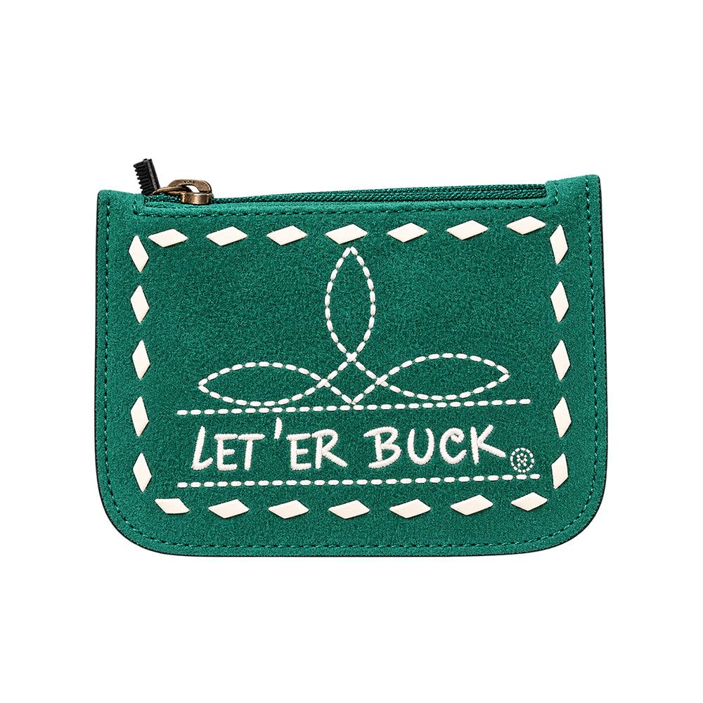 Pendleton Round-Up Teal Suede Boot Stitch Coin Purse