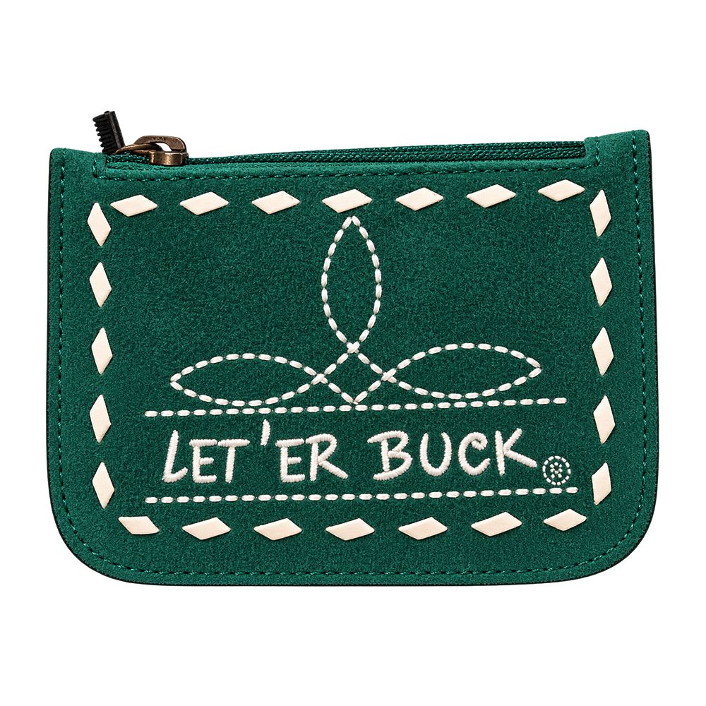 Pendleton Round-Up Teal Suede Boot Stitch Coin Purse