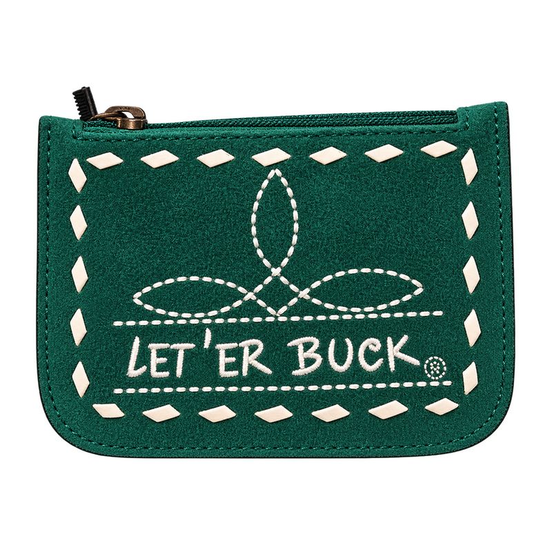 Pendleton Round-Up Teal Suede Boot Stitch Coin Purse