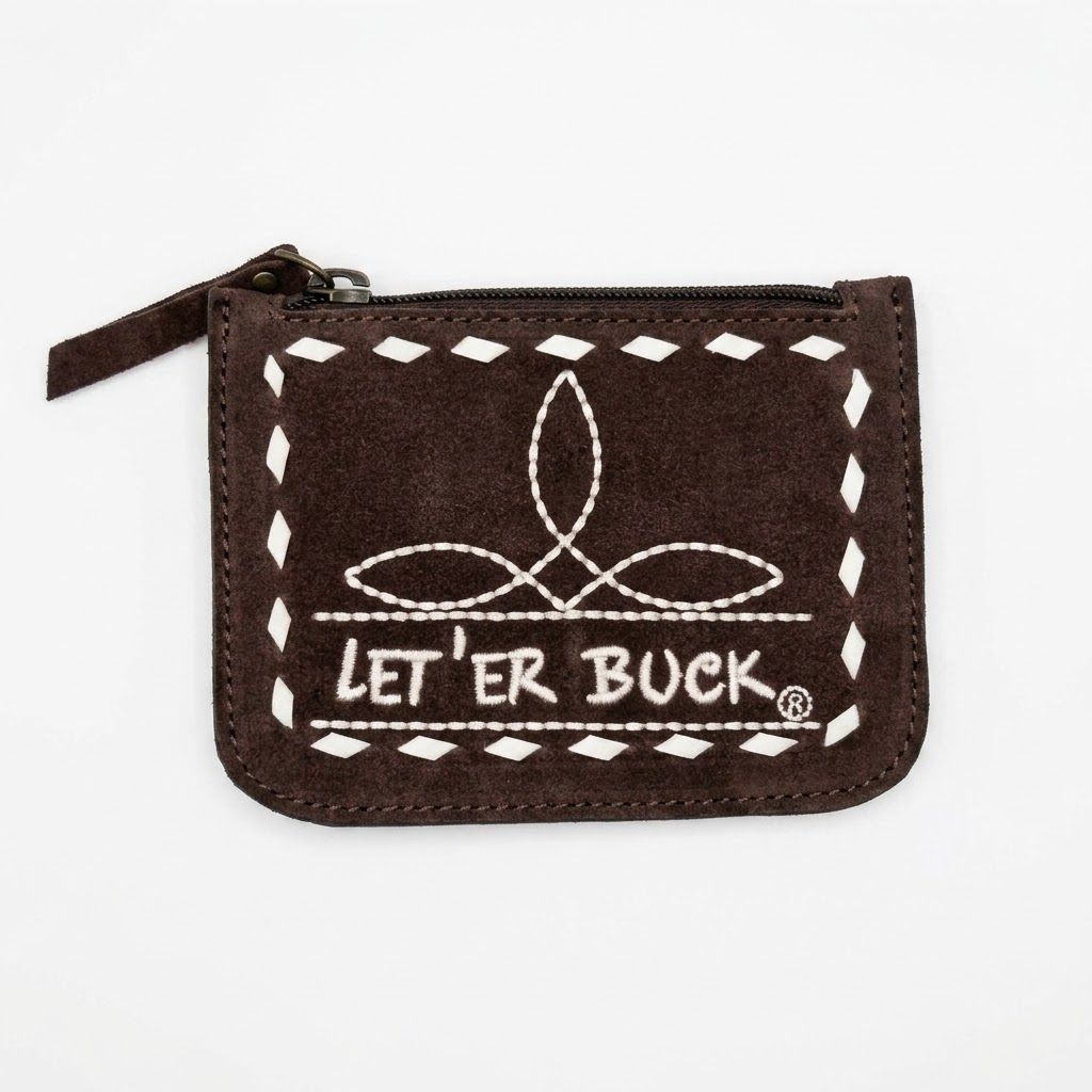 Pendleton Round-Up Brown Suede Boot Stitch Coin Purse