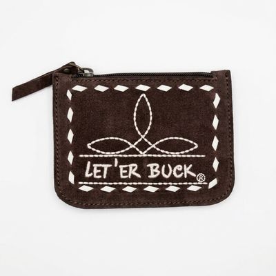 Pendleton Round-Up Brown Suede Boot Stitch Coin Purse