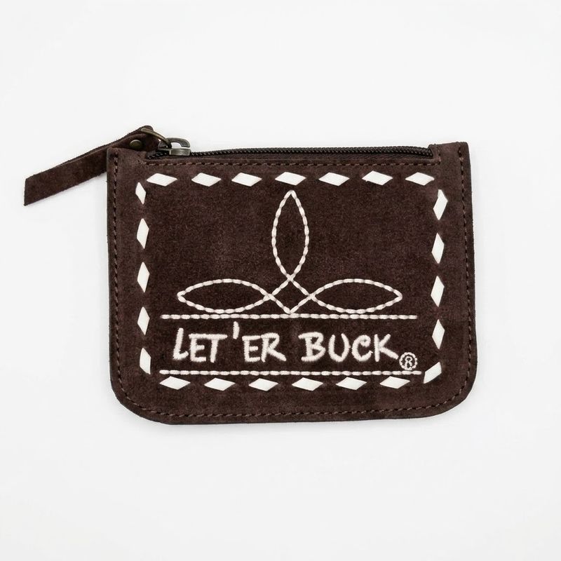 Pendleton Round-Up Brown Suede Boot Stitch Coin Purse