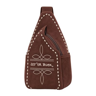 Pendleton Round-Up Brown Suede Boot Stitch Sling Bag