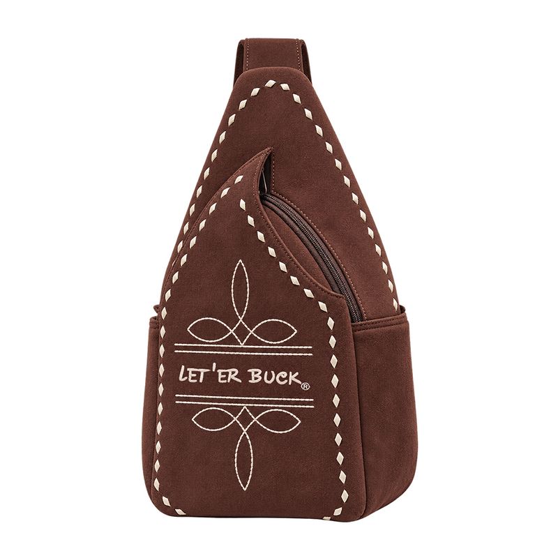 Pendleton Round-Up Brown Suede Boot Stitch Sling Bag