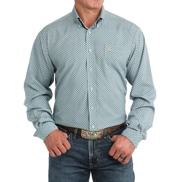 Men's Cinch Pendleton Round-Up Blue Diamond Arenaflex Long Sleeve Button Up, size: S