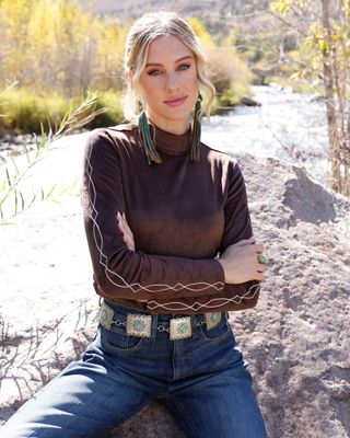 Ladies Cruel Pendleton Round-Up Mock Neck Long Sleeve Top