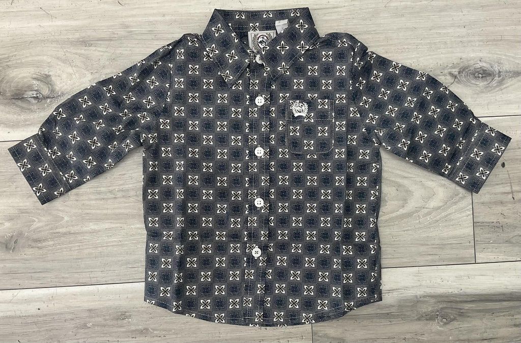 Infant Cinch Pendleton Round-Up Navy Floral Long Sleeve Button Up, size: 3-6M