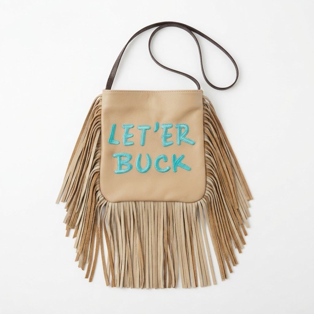 Pendleton Round-Up Tan and Teal Leather Let 'er Buck Purse