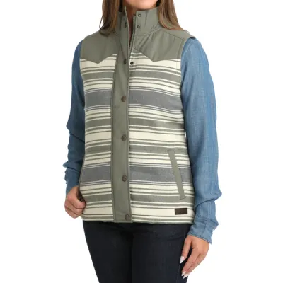 Ladies Cinch Pendleton Round-Up Green Stripe Vest