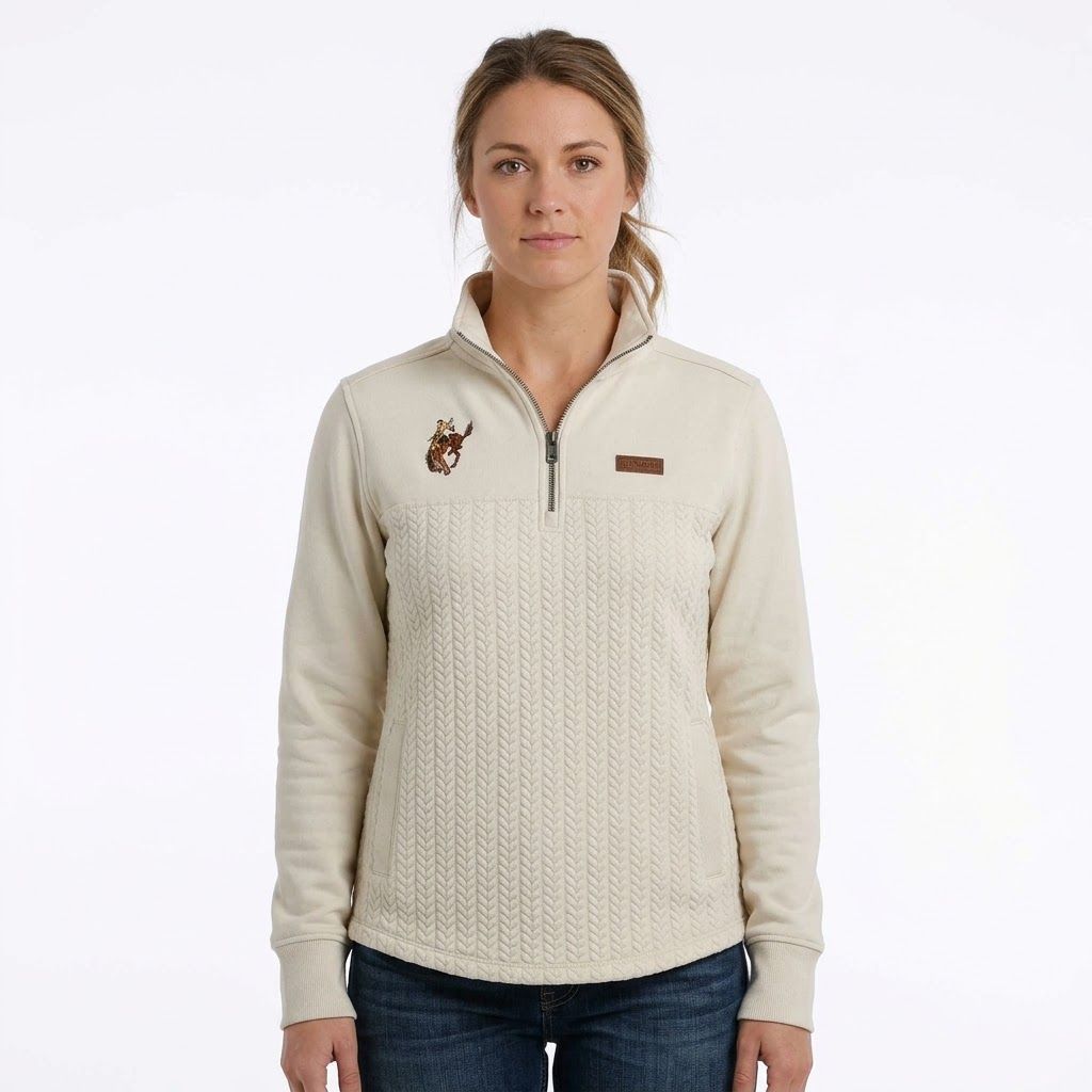Ladies Cinch Pendleton Round-Up Cream 1/4 Zip Pullover