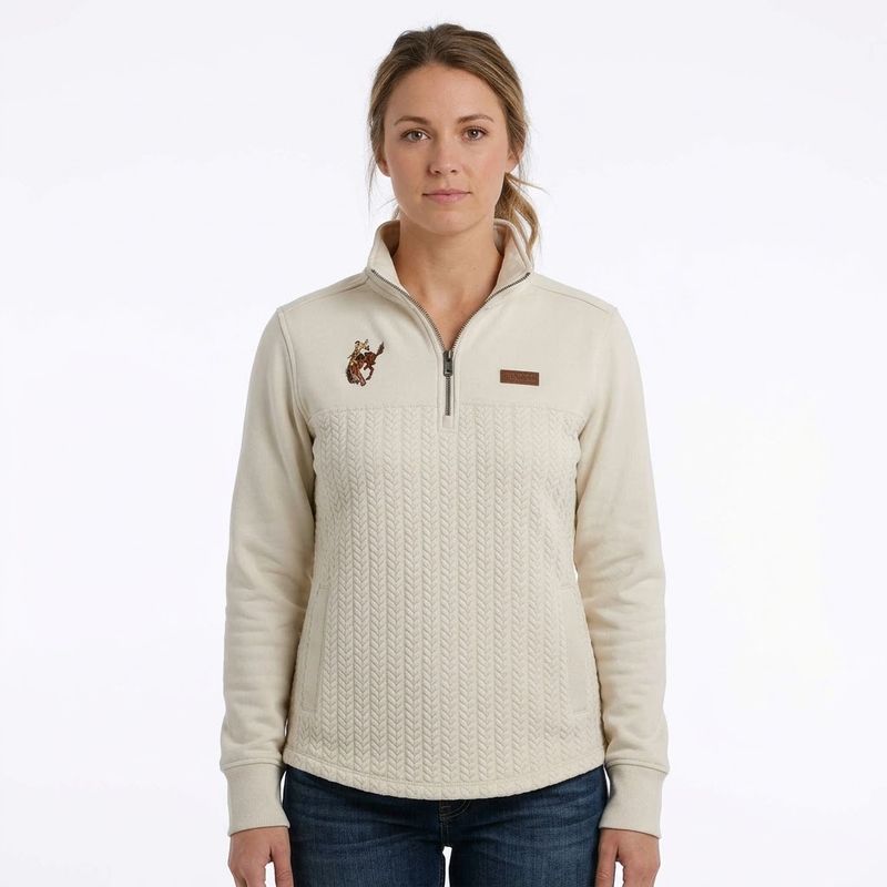 Ladies Cinch Pendleton Round-Up Cream 1/4 Zip Pullover