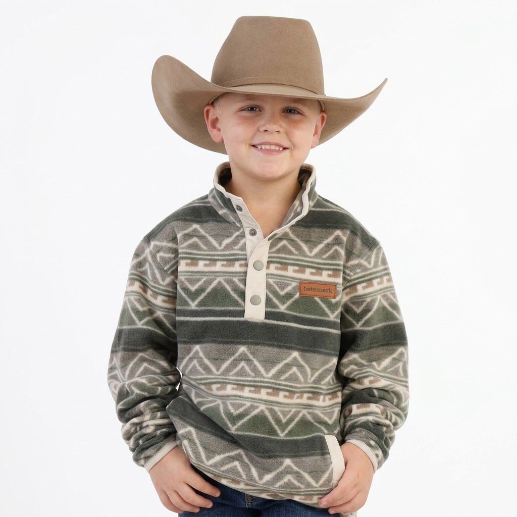 Youth Cinch Pendleton Round-Up 1/2 Button Pullover, size: XS (4/5)