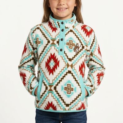 Youth Cruel Girls Pendleton Round-Up Aztec 1/4 Button Pullover