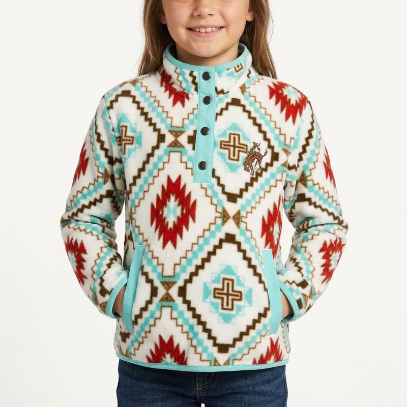Youth Cruel Girls Pendleton Round-Up Aztec 1/4 Button Pullover