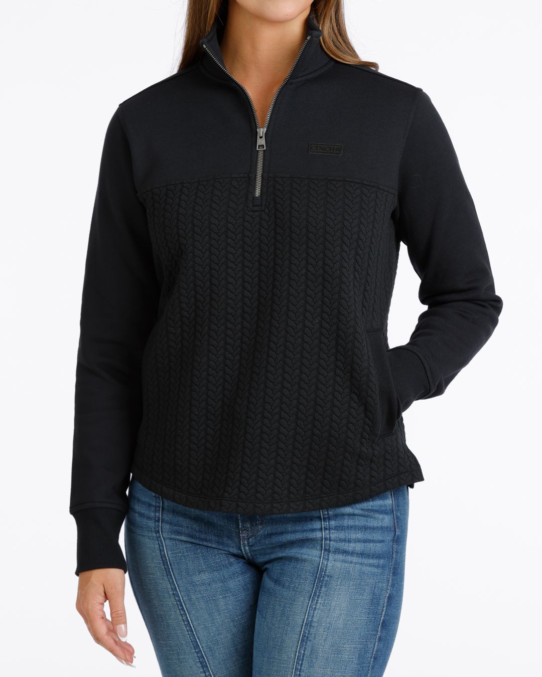 Ladies Cinch Pendleton Round-Up Black 1/4 Zip Pullover