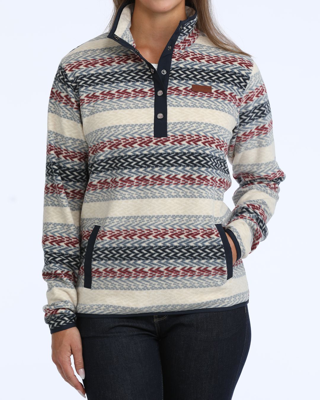 Ladies Cinch Pendleton Round-Up Fleece 1/4 Button Pullover