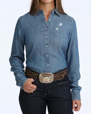 Ladies Cinch Pendleton Round-Up Chambray Long Sleeve Button Up