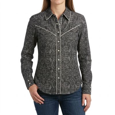 Ladies Cruel Pendleton Round-Up Dot Paisley Long Sleeve Snap