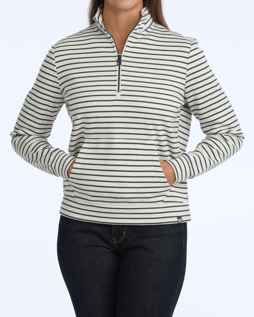 Ladies Cinch Pendleton Round-Up  Stripe 1/4 Zip Pullover