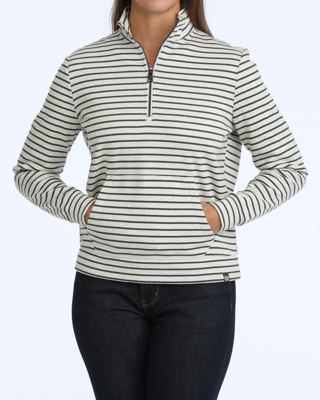 Ladies Cinch Pendleton Round-Up  Stripe 1/4 Zip Pullover