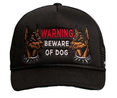 BEWARE OF DOG BLACK FOAM TRUCKER