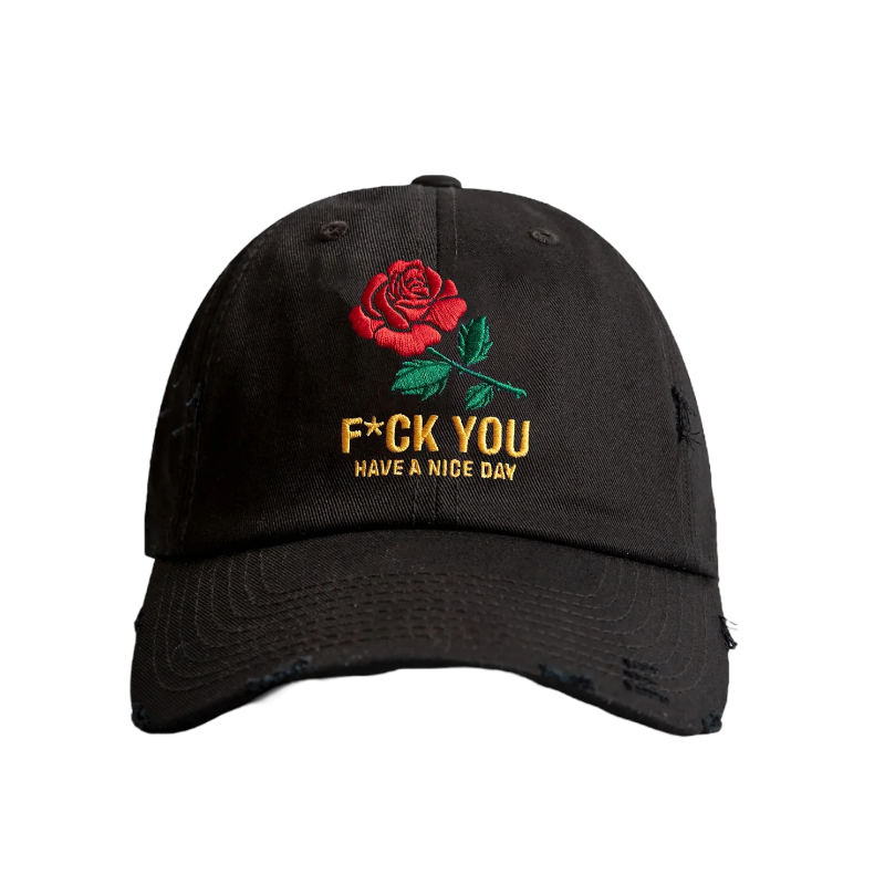 HAVE A NICE DAY BLACK RELAXED FIT DISTRESSED