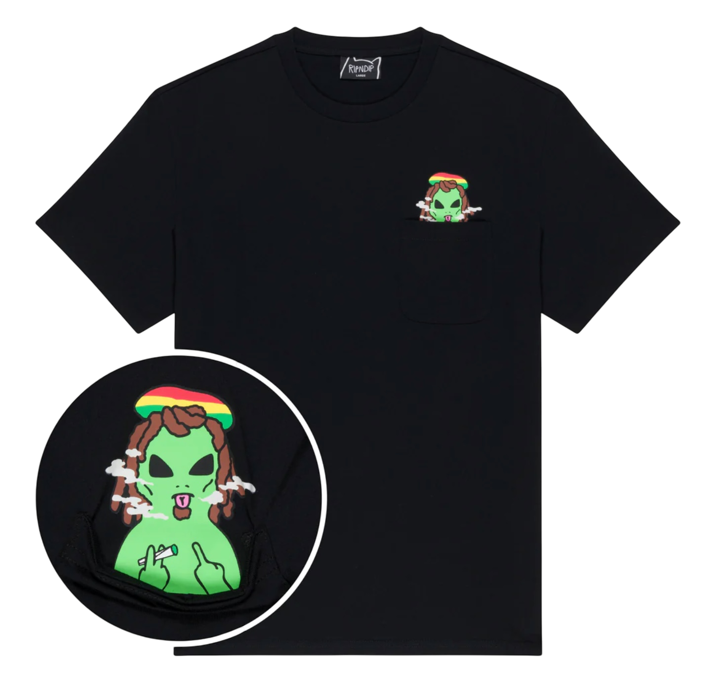 RIPNDIP SMOKING RASTA ALIEN POCKET TEE