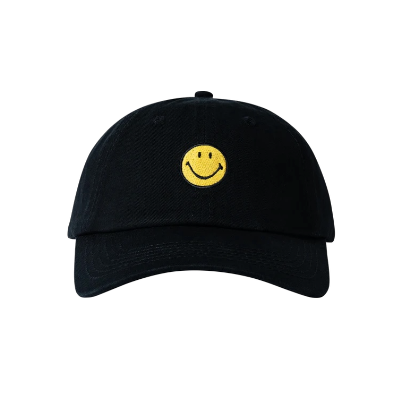 SMILEY BADGE 6 PANEL HAT (BLACK)