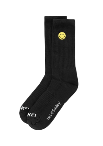 SMILEY BADGE SOCKS (BLACK)