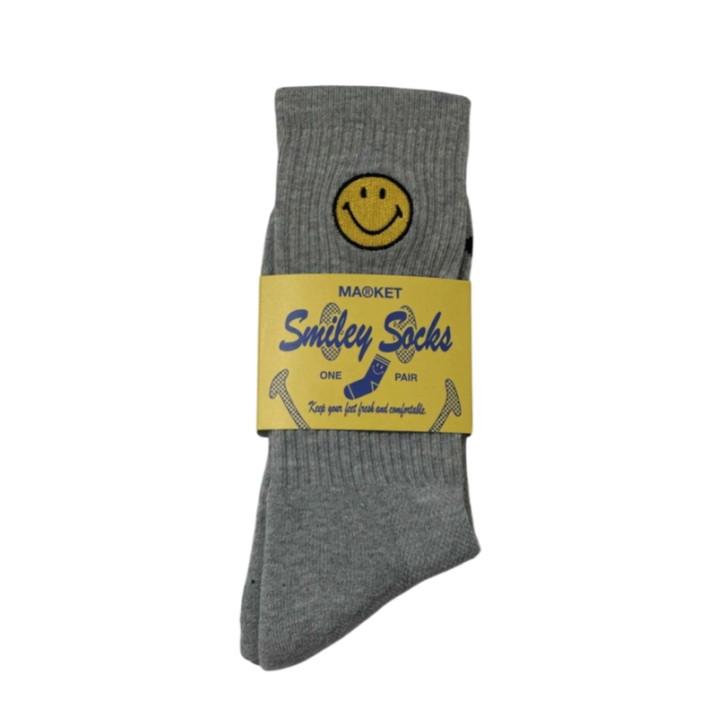 SMILEY BADGE SOCKS (GREY)