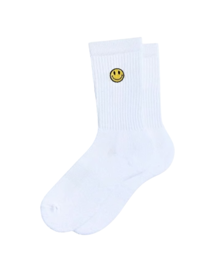 SMILEY BADGE SOCKS  (WHITE)