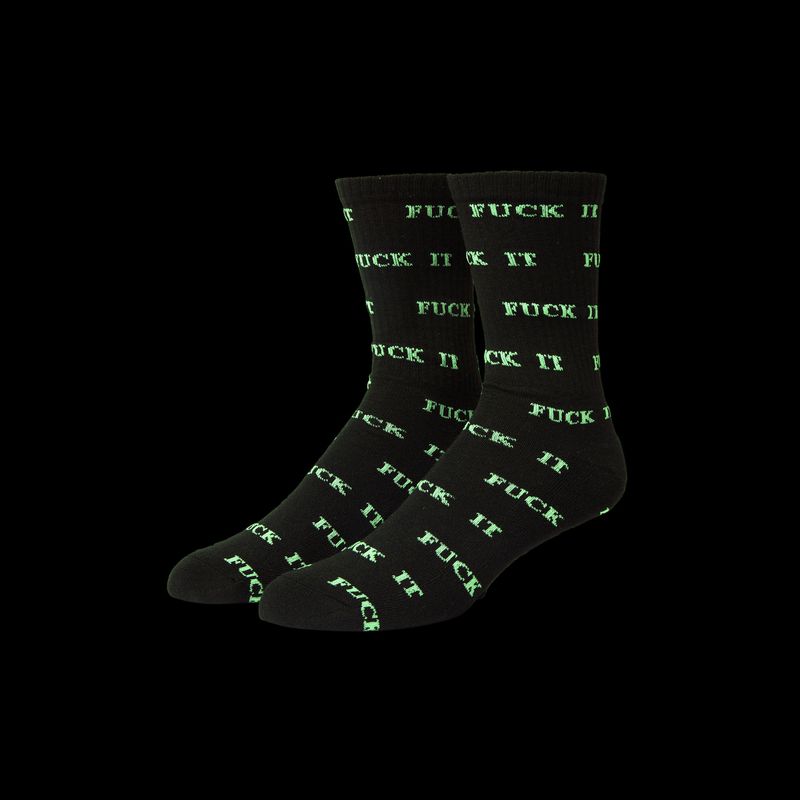 FUCK IT GLOW SOCKS - BLACK