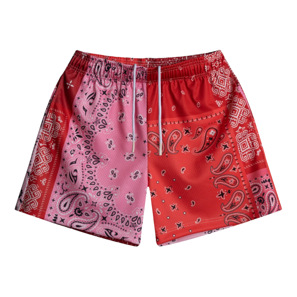 Red Patchwork Paisley Shorts Red Patchwork Paisley Shorts