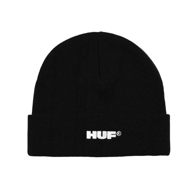 ALL CAPS CUFF BEANIE - BLACK/WHITE