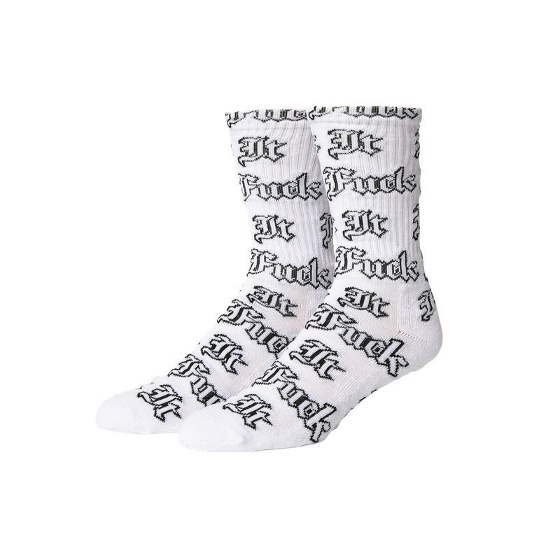 FUCK IT OLD ENGLISH SOCK - WHITE