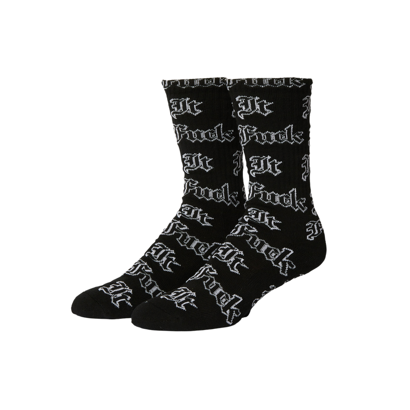 FUCK IT OLD ENGLISH SOCK - BLACK